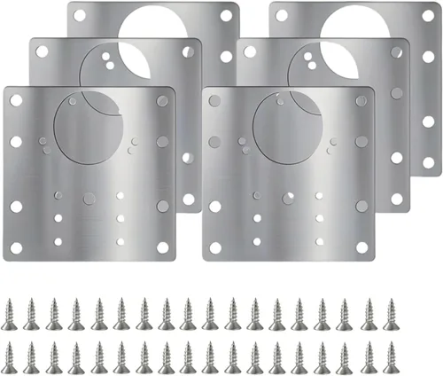 6 piezas Kit de placa de reparación de bisagras de gabinete: FOGZUVR Kit de reparación de bisagras de puerta duradera de acero inoxidable, placa de