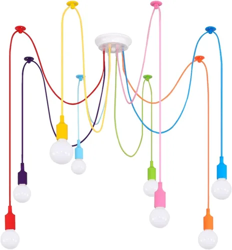 Miniatura 8 de Lámpara Colgante de Araña Colorida, Luminarias Divertidas para Niños, Lámpara de Techo Ajustable DIY para Habitación de Niñas y Niños, Sala