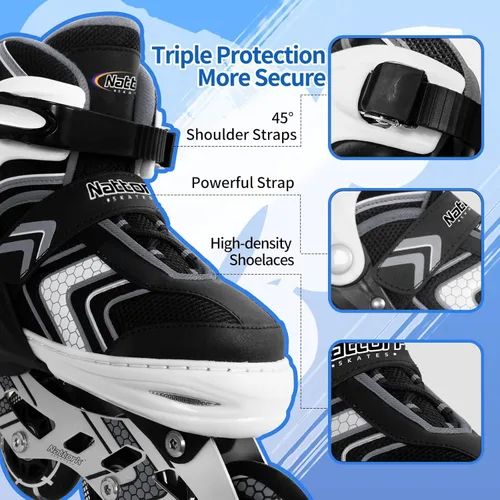 Miniatura 2 de Nattork Patines en línea ajustables para niñas y niños con ruedas completamente iluminadas, patines en línea para principiantes para niños y jóvenes