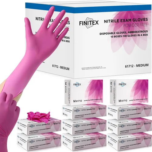 Miniatura 13 de FINITEX Nitrile Disposable Latex-Free Gloves - 3.5mil 100/1000PCS Powder-Free Latex Free Cleaning Medical Exam Food Gloves rosa rojo (pequeño 100)