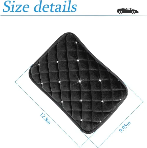 Miniatura 2 de AUCELI Funda esponjosa para reposabrazos de automóvil, almohadilla de consola central de automóvil con diamantes brillantes, protector de caja