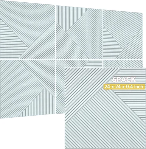 Miniatura 15 de TO-TH Paneles Acústicos para Pared y Techo - Paquete de 6 de 2'x2'x0.4", Paneles de Pared Decorativos Autoadhesivos con Impresión UV 3D con Aspecto