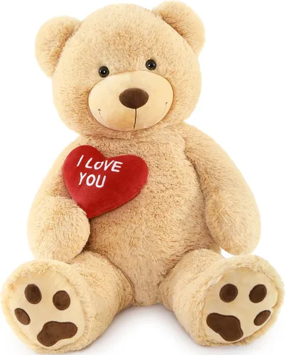 Miniatura 32 de MaoGoLan Oso de peluche gigante de 52" Oso de peluche - Te amo Corazón rojo Oso de peluche grande para regalo de San Valentín, aniversario, larga