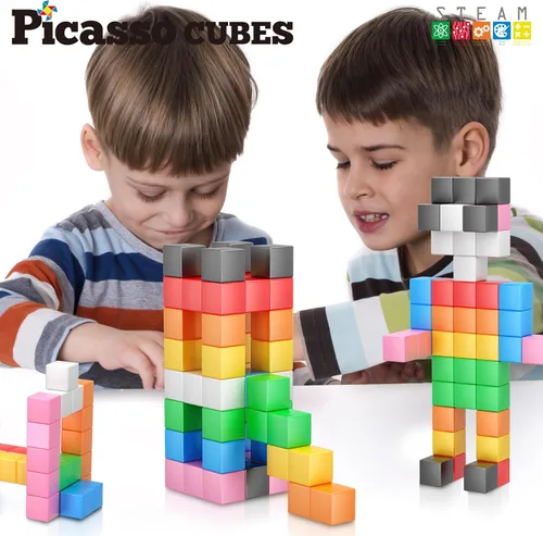 Miniatura 4 de PicassoTiles Cubo magnético Bloques de construcción de 1.2 pulgadas, cubos magnéticos, juguete de construcción, juguetes sensoriales educativos
