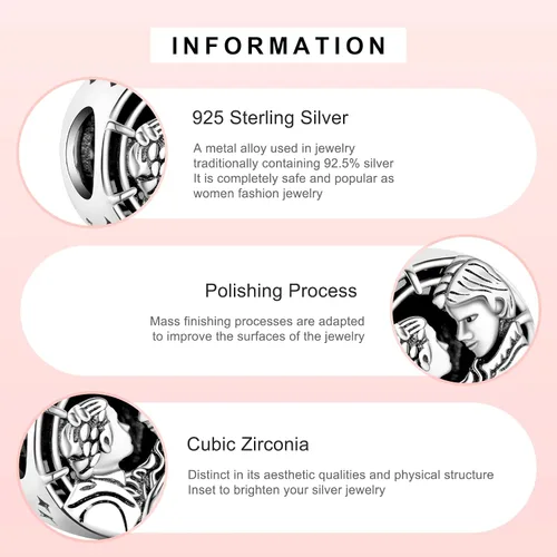 Miniatura 5 de Han Solo & Princess Leia Kiss - Abalorio calado de plata de ley 925 para pulseras, Plata esterlina