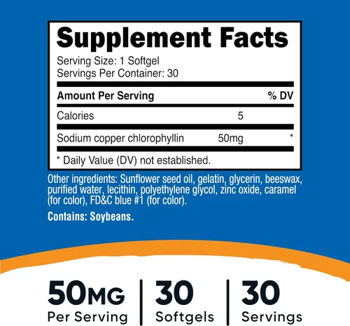 Miniatura 2 de Nutricost Clorofila (50 mg) 30 cápsulas blandas - Sin gluten