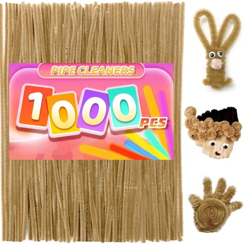 Miniatura 17 de Praisebank Limpiapipas marrones para manualidades, 200 piezas, tallos de felpilla para proyectos de bricolaje, suministros de arte y manualidades