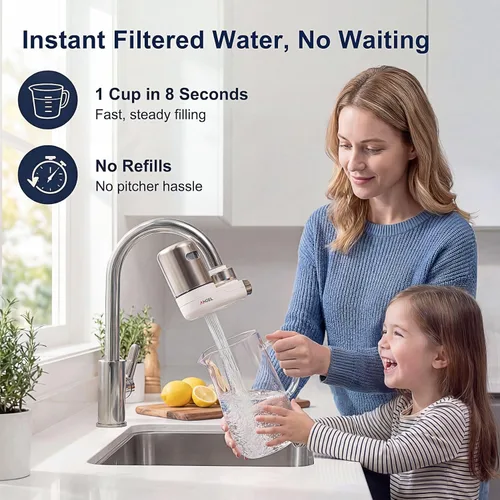 Miniatura 8 de ANGEL CF30 Filtro de agua para grifo de fregadero, sistema de filtración de agua de montaje en grifo, reduce el 98% de cloro, plomo y óxido, probado