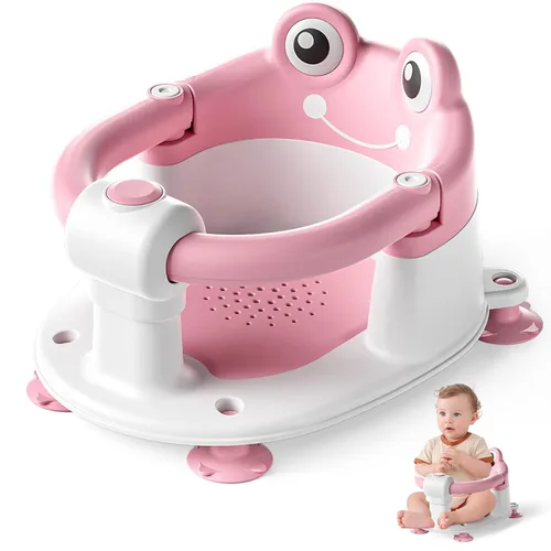 Miniatura 11 de Asiento de baño de bebé para bebés de 6 meses en adelante, asientos de baño antideslizantes para sentarse con ventosas y cojín suave para asiento