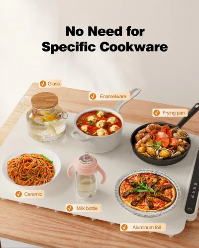 Miniatura 4 de Tapete Calentador de Alimentos, iTRUSOU Bandeja Calentadora Eléctrica con Calentamiento de Superficie Completa para Mantener los Alimentos Calientes