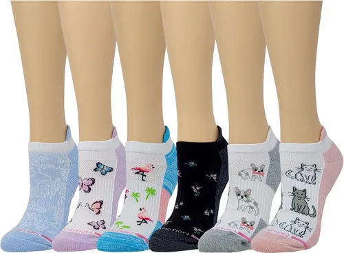 Dr. Motion 6 pares de calcetines de compresión transpirables acolchados de corte bajo para mujer