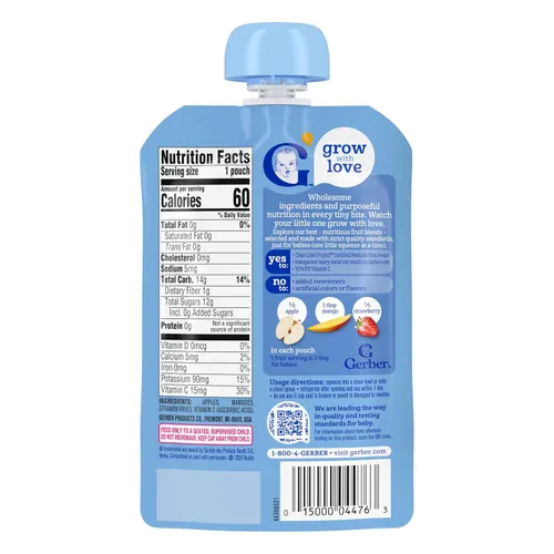 Miniatura 3 de GERBER NATURAL PARA BEBÉ 2nd Foods Manzana Mango Fresa 6(4x3.5oz)