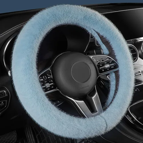 Miniatura 15 de LACDL Fundas mullidas de invierno para volante de automóvil, para mujer, cálida y bonita funda para volante de automóvil para sedán, SUV, súper Negro