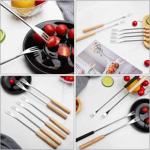Miniatura 9 de STOBAZA 6 tenedores de fondue de acero inoxidable de 10.2 pulgadas, palitos de fondue de queso, utensilios de cocina, tenedores de alimentos