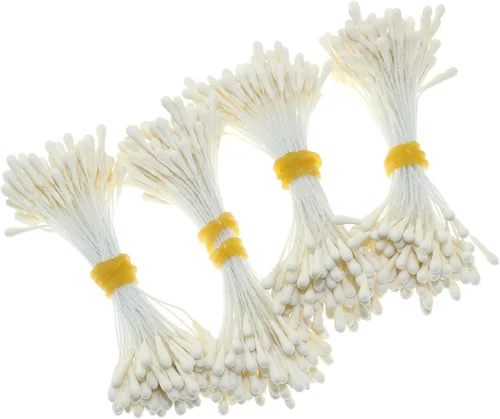 Miniatura 6 de Alrededor de 400 estambres florales perlados artificiales, estambres florales para hacer flores, decoración de álbumes de recortes, negro mate
