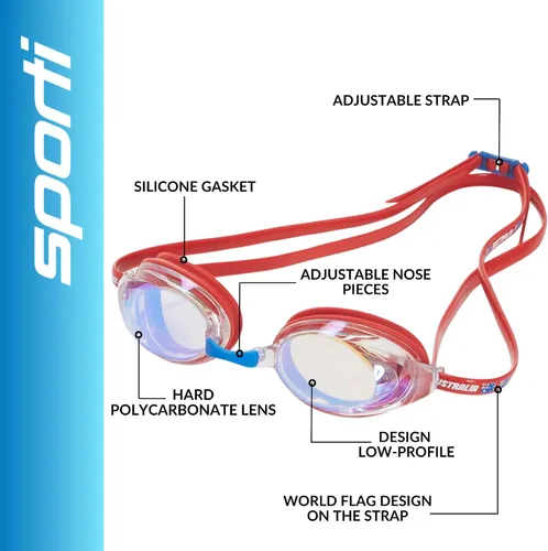 Miniatura 3 de Sporti Gafas de natación unisex para adultos, gafas de natación antivaho para hombres y mujeres, resistentes a roturas, correas dobles, varios