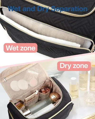 Miniatura 2 de BAGSMART Neceser de viaje para mujer, bolsa de cosméticos, organizador de maquillaje con asa, bolsa de viaje para artículos de tocador, accesorios