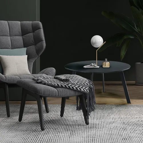 Miniatura 6 de Mesa redonda para café de acero Grand Patio para patio, mesa auxiliar grande resistente a la intemperie para exteriores, color negro