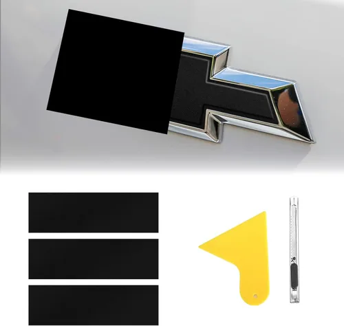 Miniatura 10 de QianBao Compatible con envoltura de vinilo de fibra de carbono de 11.8 x 4 pulgadas, kit de envoltura de emblema Chevy Bowtie con espátula y Negro 6