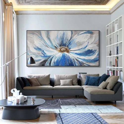 Miniatura 12 de Mofutinpo Arte de Pared en Lienzo Azul Decoración de Pared Abstracta Moderna para Sala de Estar Cuadros Contemporáneos para Decoración de Pared