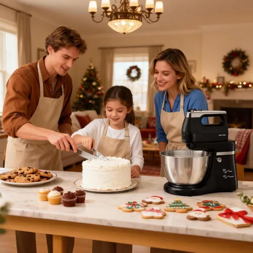 Miniatura 9 de Batidora de pie 2 en 1 de 4.8 cuartos de galón, batidora de cocina eléctrica con tazón giratorio automático y cabezal inclinable, máquina de hornear