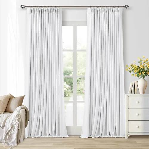 Miniatura 117 de Juego de 2 paneles de cortinas plisadas negras de 80 pulgadas para sala de estar, cortinas plisadas de lino con forro de 80 pulgadas de largo, 100%