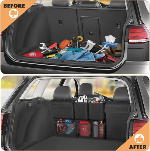 Miniatura 3 de FINPAC Organizador y almacenamiento para maletero de automóvil, organizador desmontable para colgar en el respaldo del asiento con cremalleras