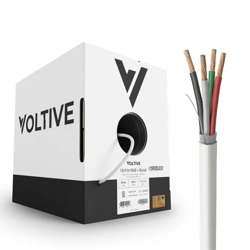 Miniatura 47 de Voltive Cable de altavoz 10/2, CL3 en pared y entierro directo, negro, 100 pies - 10 AWG, 2 conductores, cobre trenzado sin oxígeno, listado UL