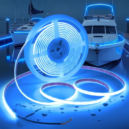 Miniatura 9 de Tiras de Luces LED COB Luz Azul, 12V 32.8 pies IP67 Impermeable Alto CRI 95Ra+ Súper Brillante, Luces Flexibles para Barco para Pesca Nocturna