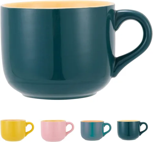 TeenFighter Taza grande de porcelana de avena - 23 onzas (680mL) Taza de café ancha, taza para el desayuno y tazón de sopa, apta para microondas y