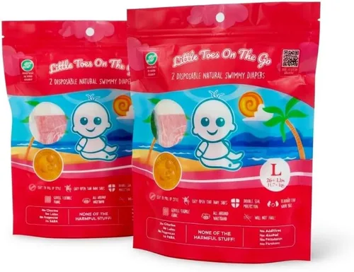 Miniatura 17 de Little Toes - Pañales de natación desechables naturales de alta calidad, talla 5 grande (26+ libras) (24 unidades) Pañales de natación desechables