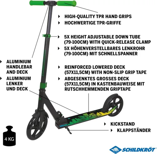 Miniatura 2 de Schildkröt City Scooter Street Artist 2.0, ruedas de 7.874 in, scooter de ocio, aluminio, plegable, para niños y adultos, calidad mejorada