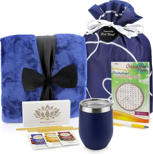 Miniatura 11 de Caja de regalo “Get Well” (“Mejórate pronto”), incluye manta de lujo, té, sopa de pollo y libro con juegos de palabras, regalos para mujeres