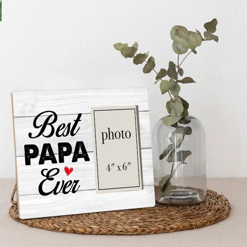Miniatura 6 de Oqtumes Marco de fotos de regalo para papá, regalo para el abuelo de nietos, regalos para abuelo, marco rústico de madera con el mejor papá