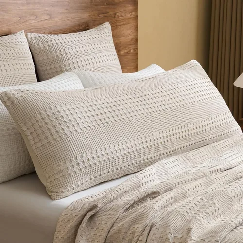 Miniatura 41 de PHF Fundas de almohada con tejido de gofre de 24" x 24", paquete de 2, funda de almohada cuadrada 100% algodón para decoración de ropa de cama, sin