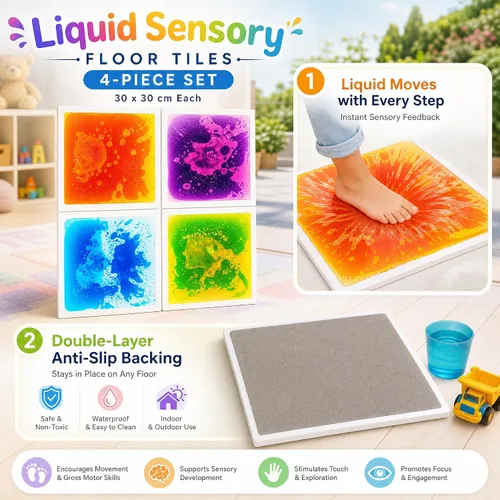 Miniatura 4 de edusense Azulejos de Suelo Líquidos Sensoriales para Niños, Azulejos Decorativos para Autismo, Juguetes de Aprendizaje Temprano, Tapetes de Juego