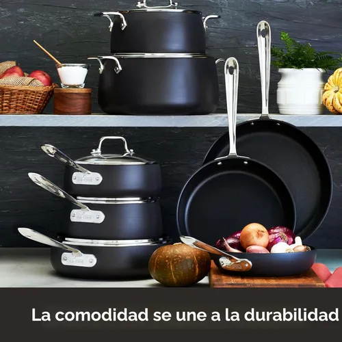 Miniatura 2 de All-Clad E7859064 HA1 - Juego de utensilios de cocina antiadherentes duro anodizado, sartén de 10 y 12 pulgadas, 2 piezas, color negro