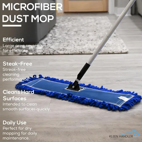 Miniatura 4 de Kleen Handler Mopa de polvo de microfibra de 24 pulgadas Reemplazo de cabezal de trapeador comercial lavable medio, paquete de 12 Azul - 24