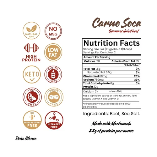 Miniatura 2 de Carne Seca Doña Blanca 2 onzas (2.00 oz) - Carne Seca - Machacado - Carne seca de res triturada - Carne seca masticable - Sal marina Kosher baja