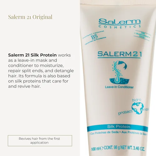 Miniatura 2 de SALERM - Acondicionador Instantáneo de Cabello 21 Proteína de Seda - 100 ml - Acondicionador de Uso Continuo o para Enjuagar - con Proteínas de Seda