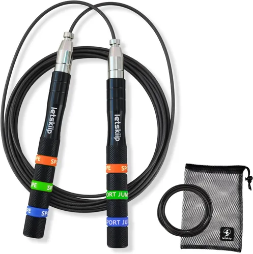 Cuerda de saltar de velocidad para CrossFit y boxeo, cuerda de saltar ajustable y autobloqueante segura para hombres y mujeres, asas de aluminio
