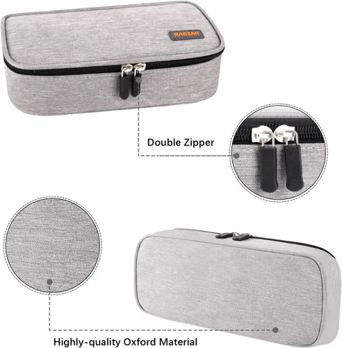Miniatura 4 de Estuche para lápices de gran capacidad, bolsa de tela Oxford, bolsa de almacenamiento para rotuladores de lápices, soporte para papelería para Gris