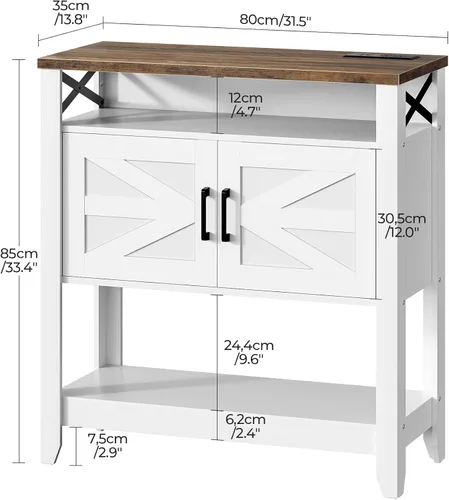 Miniatura 2 de CHOEZON Mesa consola, mesa de sofá de granja con toma de corriente, gabinete de barra de café con almacenamiento, mesa de entrada, mesa de bar