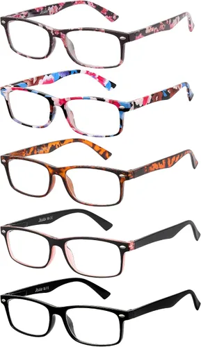 Miniatura 7 de LADEESSE 5 unidades de lentes de lectura para mujeres - Lentes correctores con bloqueo de luz azul para computadora, antideslumbrantes, para hombres