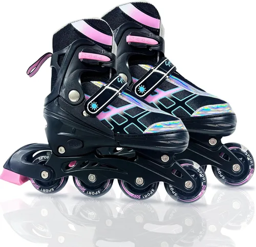 Patines en línea ajustables para niños y niñas de 4 a 16 años, todas las 8 ruedas de los patines en línea se iluminan, patines en línea para niños y