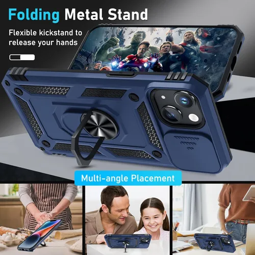 Miniatura 2 de Janmitta Funda para iPhone 12 Mini y 13 Mini con Lente de Cámara Deslizante Integrada+Protector de Pantalla, Funda de Teléfono Resistente a Golpes