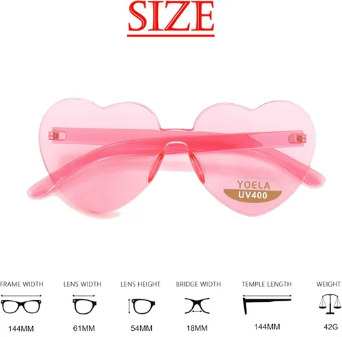 Miniatura 7 de Gafas de sol OLINOWL en forma de corazón de gran tamaño sin montura de una pieza para mujer
