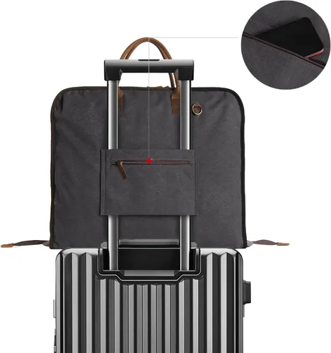 Miniatura 6 de TRITOUR Garment Bags for Travel Leather Canvas Suit Bag with Extended Design Computer Compartment