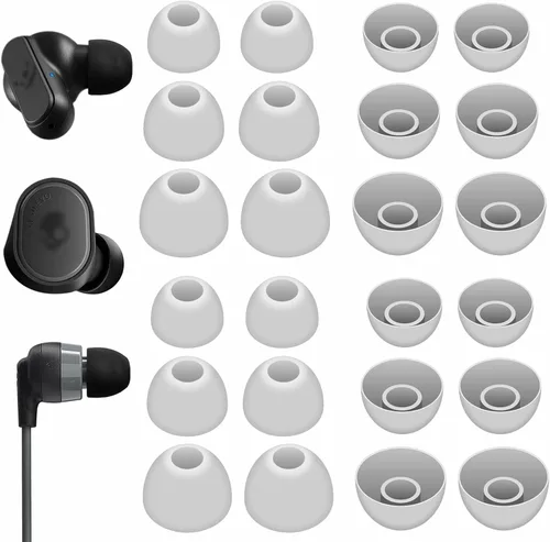Miniatura 8 de 12 pares de almohadillas compatibles con auriculares intraurales Skullcandy, accesorios de silicona flexible de repuesto compatibles con Skullcandy
