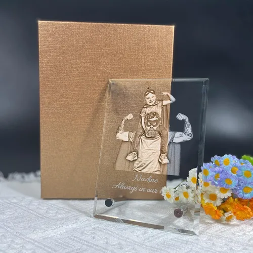 Miniatura 6 de Foto de cristal 2D, marco de boda de cristal personalizado de marcos de fotos de recuerdo, cristal rectangular grabado, regalos personalizados